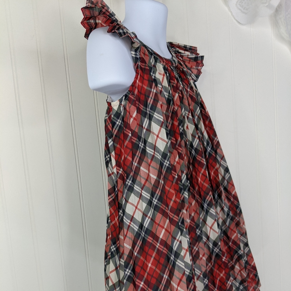 BABY GAP Pleated Flutter Tartan Plaid Holiday Dress Sz 3T - Picture 7 of 14